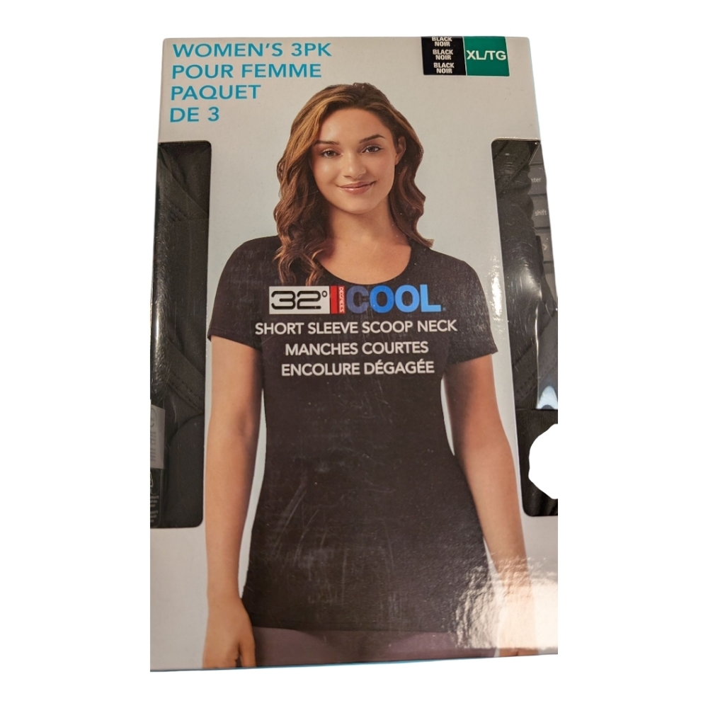 NWOT 32 Degrees 3 Pack Scoop Neck Tees | Black